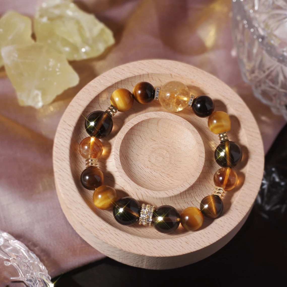 【 Jinba Comprehensive 】 Natural Yellow Tower Crystal, Golden Tiger's Eye, yellow crystal Design bracelet for women Specification image
