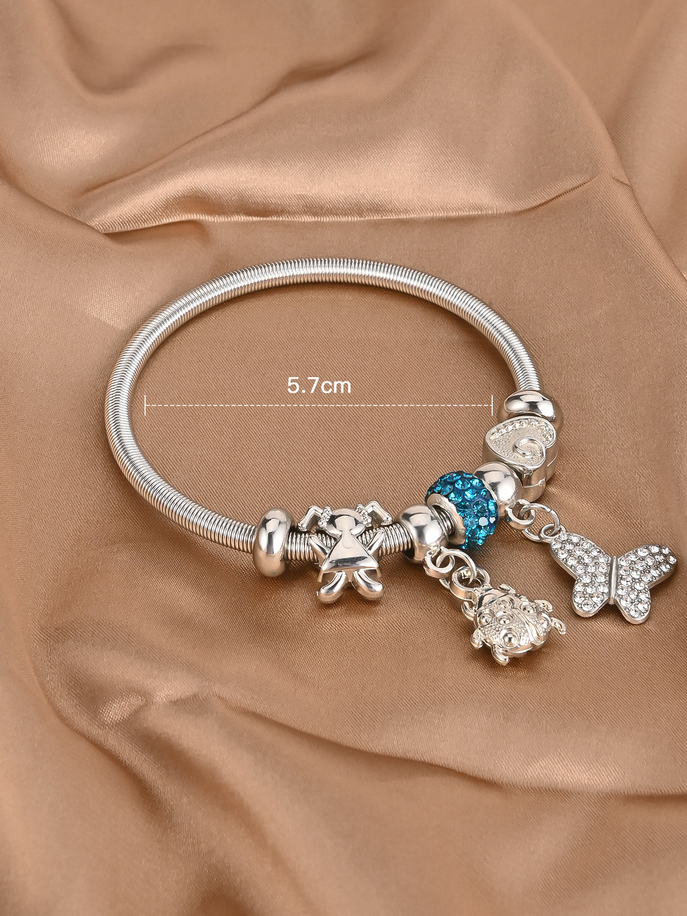 Oly Magic Bracelet Bl003 European And American Diamond Animal Butterfly Spring Bracelet Women's Crystal Peach Heart Small Fresh Bracelet Ladybug Rhinestone details Picture