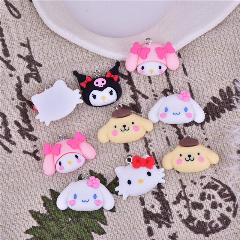 3D Cartoon Cartoon Cat Dog Rabbit Resin Pendant Earrings Bracelet Diy Accessories Specification drawing