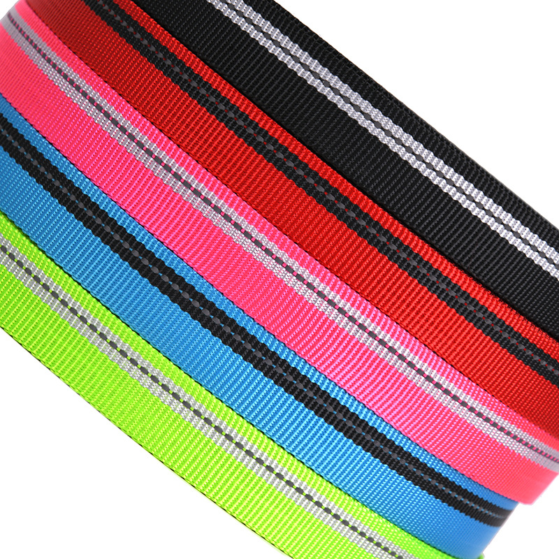 Imitation nylon intercolored reflective strip webbed outdoor pet leash hanging belt pet belt clothing shoes webbed wholesale