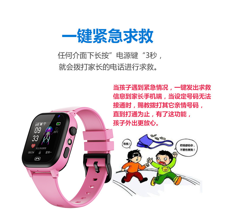工厂直销新款儿童电话手表触屏高清通话拍照定位插卡智能手表跨境详情图3