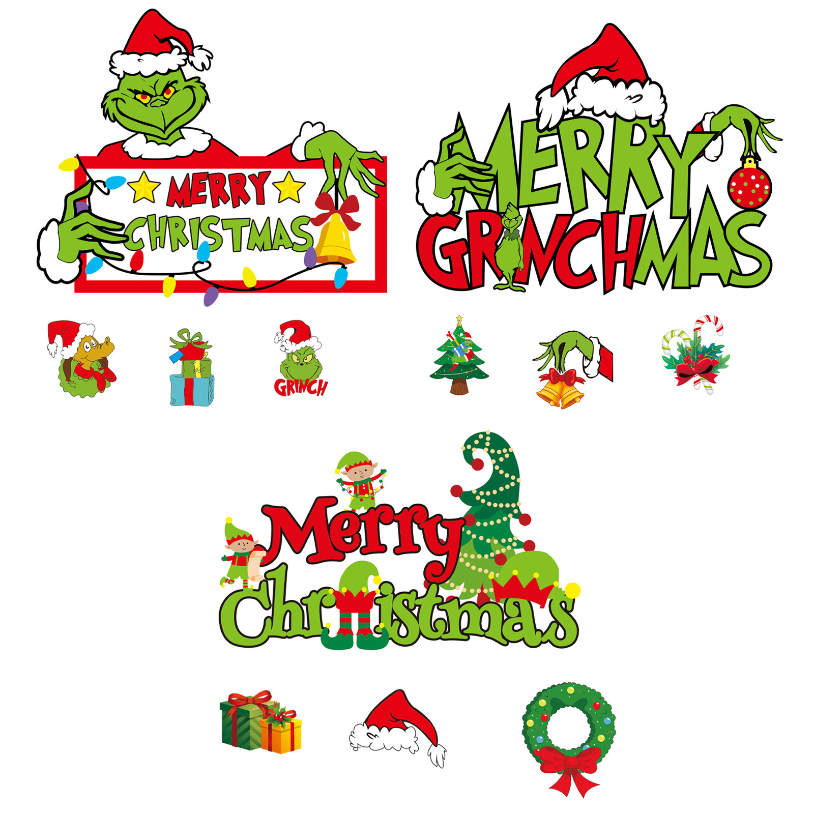 New cross-border Christmas decoration items: Grinch Christmas "Happy Christmas" sign wooden pendant, Strange letter pendant Item Picture