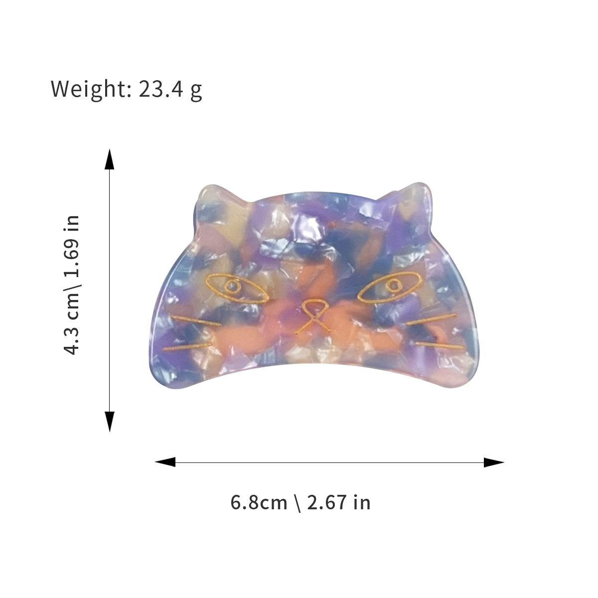 Cute cartoon cat acetate hair clip, high-end scratch-off clip, exquisite and versatile, broken hair shark clip, hair accessory, headwear for women Application Scenario