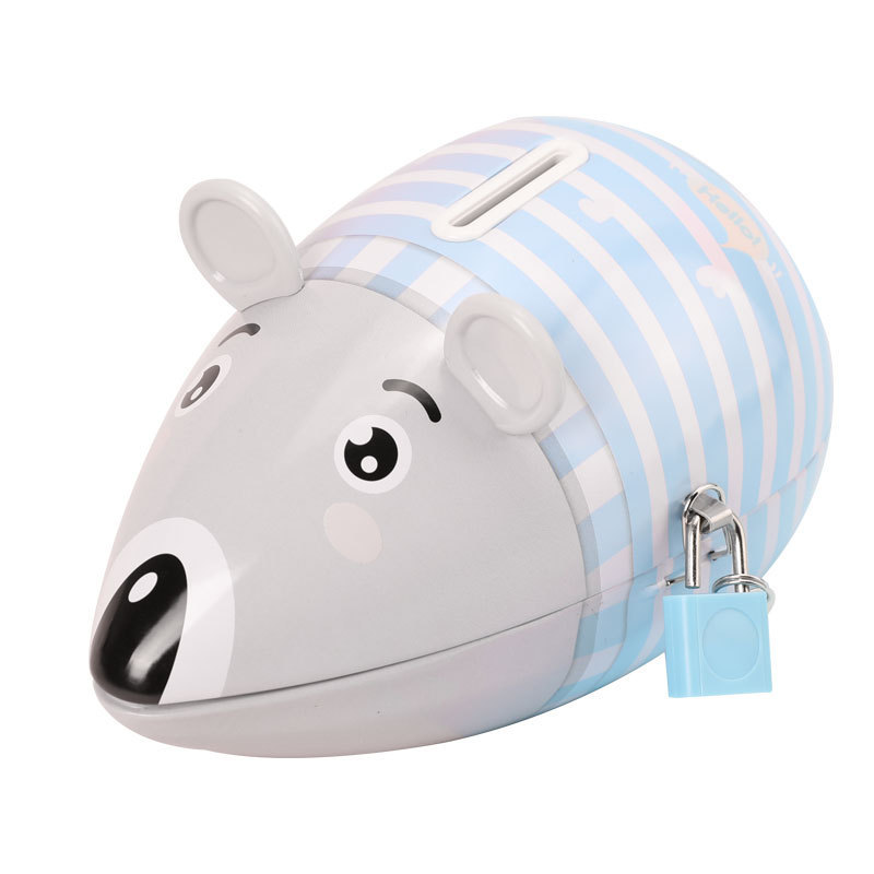 New self-owned brand mouse piggy bank with lock, tinplate piggy bank, Kulomi book, safety cabinet style, creative gift for kindergarten children Item Picture