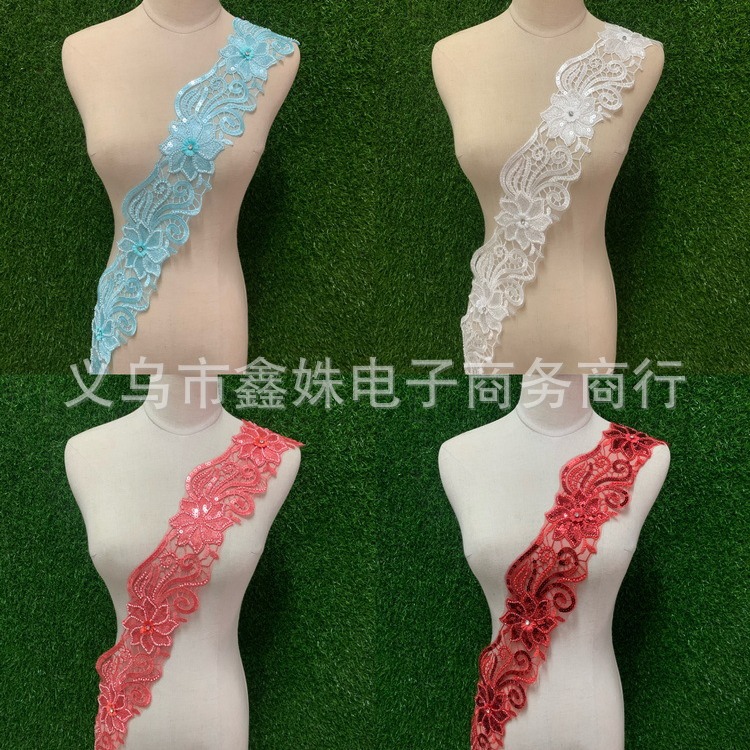 Factory stock of handcrafted beaded embroidery sequin lace festival wedding dress decoration accessories
