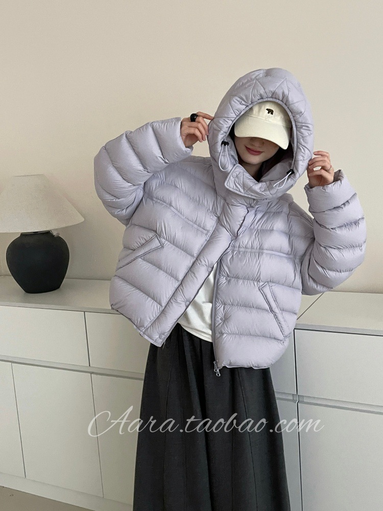 90 White Duck Down 2025 Winter New Short Down jacket for women, hooded, rib cream puff-like style, Korean-style loose jacket trend pic 12
