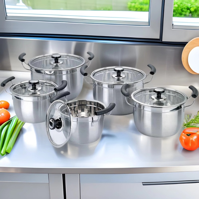 Chaozhou Hufa Stainless steel Korean-style high pot Household Visible glass lid Korean-style soup pot stainless steel soup pot cookware
