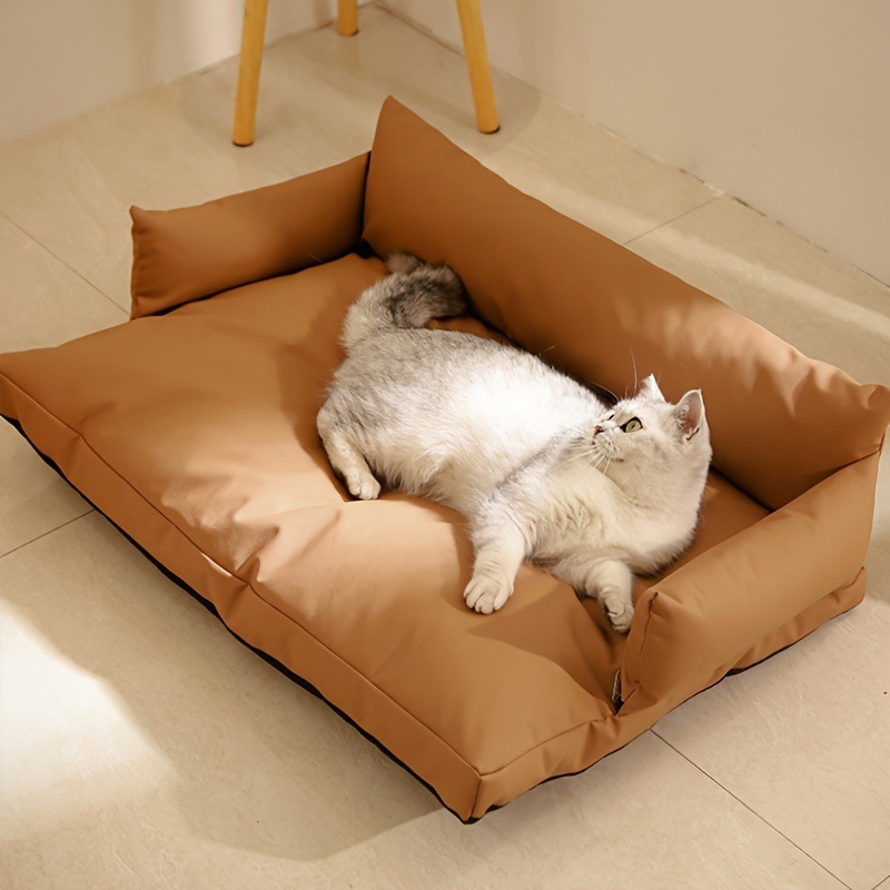 Nido de gato sofá de gato de cuero moderno cómodo sofá de cama de gato cuatro estaciones universal lujo influenzer modelo impermeable y extraíble. details Picture