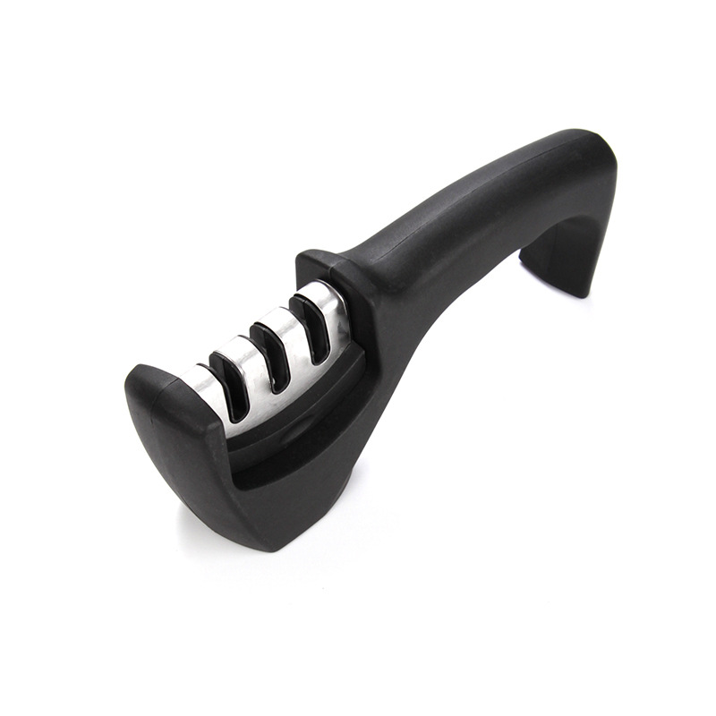 家用三段快速烟斗磨刀器神器 手持厨房磨刀石地摊磨刀工具批发