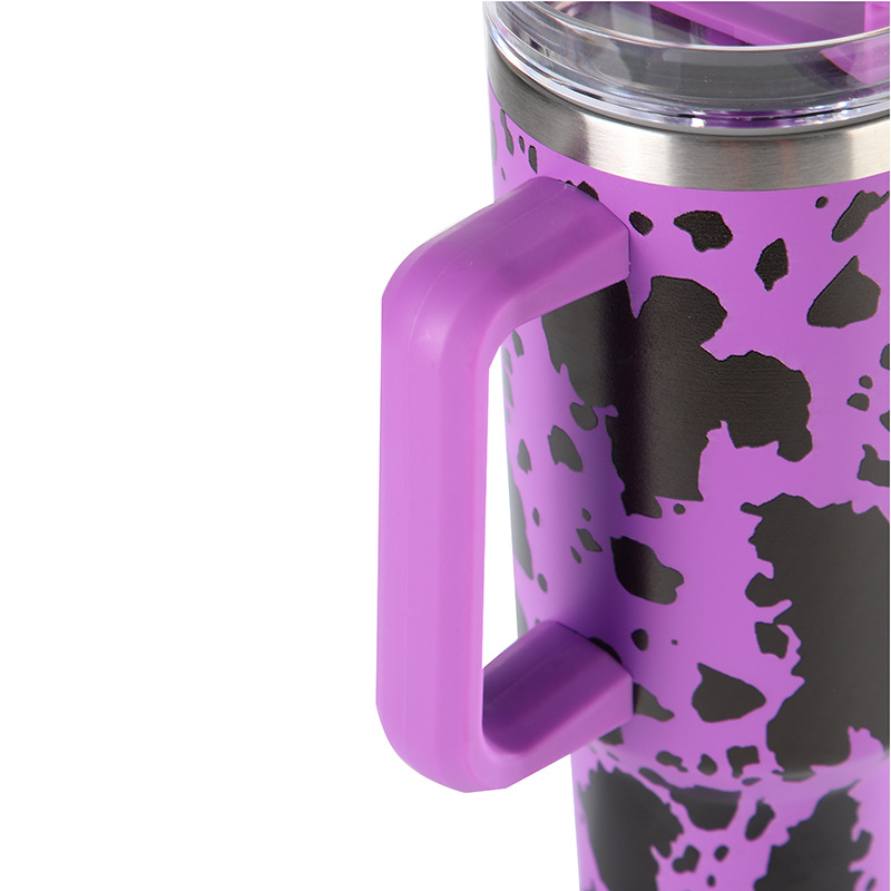 Cross-border blast style 5D vaca patrón taza de aislamiento taza de pajita de acero inoxidable ins taza de aislamiento de pajita de acero inoxidable taza de coche Specification image