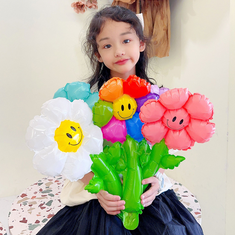 Teachers' Day Gift Qixi Small Daisy Hand Flower Simulation Flower Aluminum Film Balloon Gift Birthday Scene To Push The Balloon Specification drawing