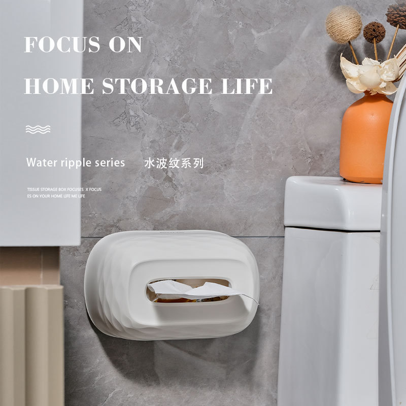 New minimalist and light luxury water ripple spring lift tissue box, multi-functional desktop and wall-mounted dual-purpose tissue box in stock