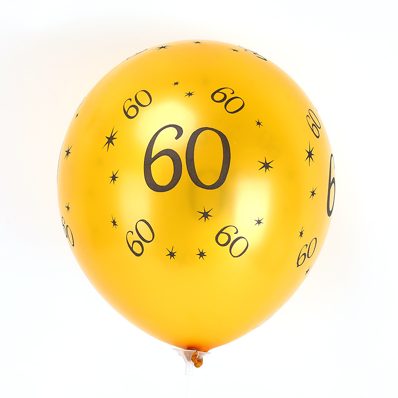 新款跨境黑金乳胶气球数字印花生日聚会派对主题装饰套装用品批发详情图2