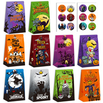 2024 Cross-border Halloween candy treats paper bag stickers decorate Halloween party gift bags Candy bag supplies