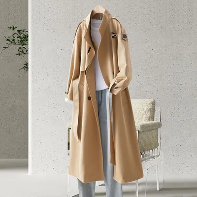 Awakening Of The Paradise Stand Collar Design Sense Metal Buckle Loose 100 Women's Coat Spring Fashion Temperament Long Trench Coat