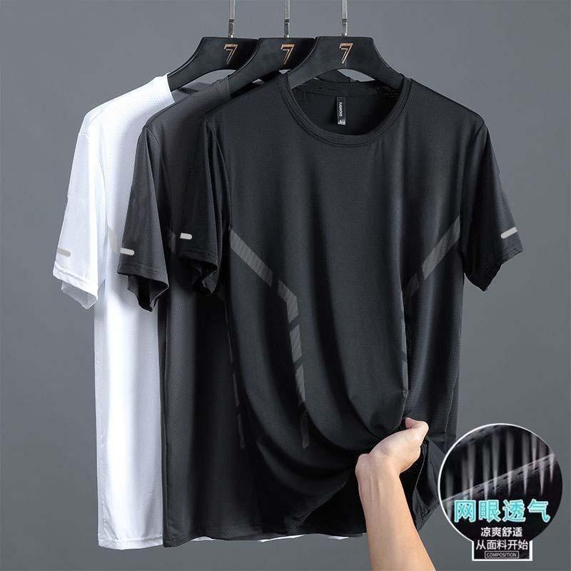 Ice silk short-sleeved T-shirt for men, summer loose plus-size men's casual and versatile T-shirt, Korean style trendy clothes for men