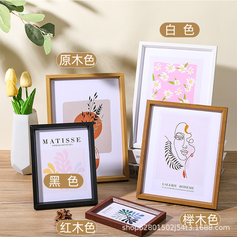 Cross-border best-selling simple wooden photo frame stand wholesale with sloping 6-inch, 8-inch and 10-inch A4 creative wall-mounted picture frames Specification image