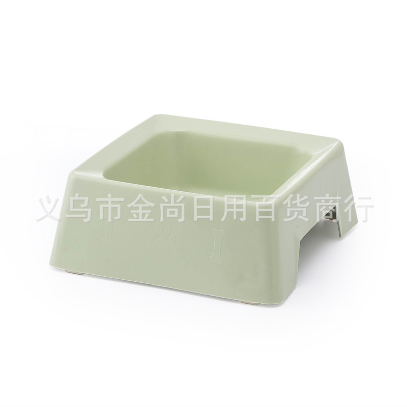 Cross-border macaron square single bowl pet wholesale, cat water bowl, plastic dog bowl, anti-knock dog basin, pet supplies Application Scenario