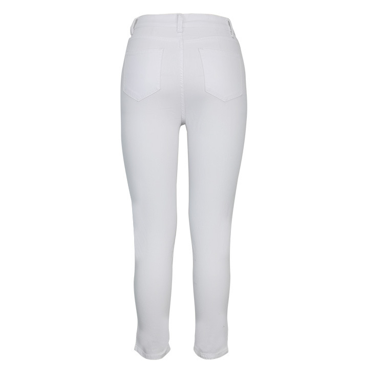 YH10660 Cross-border Amazon European and American denim perforated, fashionable and personalized printed tight skinny women's jeans Item Picture
