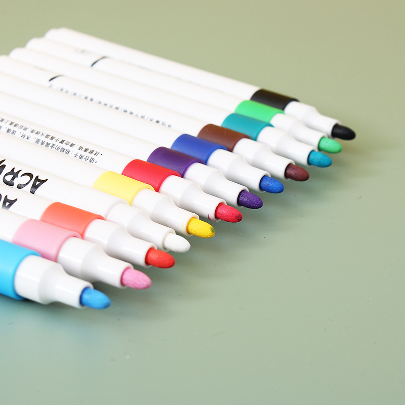 Acrylic markers, children's waterproof hand-drawing diy, student art special 12-color and 48-color fluorescent acrylic markers Specification image
