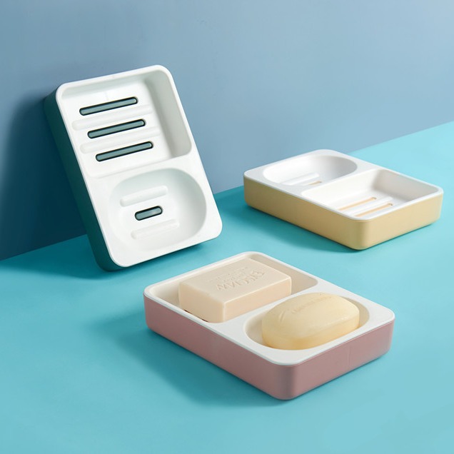 Double-layer two-compartment storage soap draining box 1305 soap box, double-compartment plastic soap box, home and bathroom soap box Application Scenario