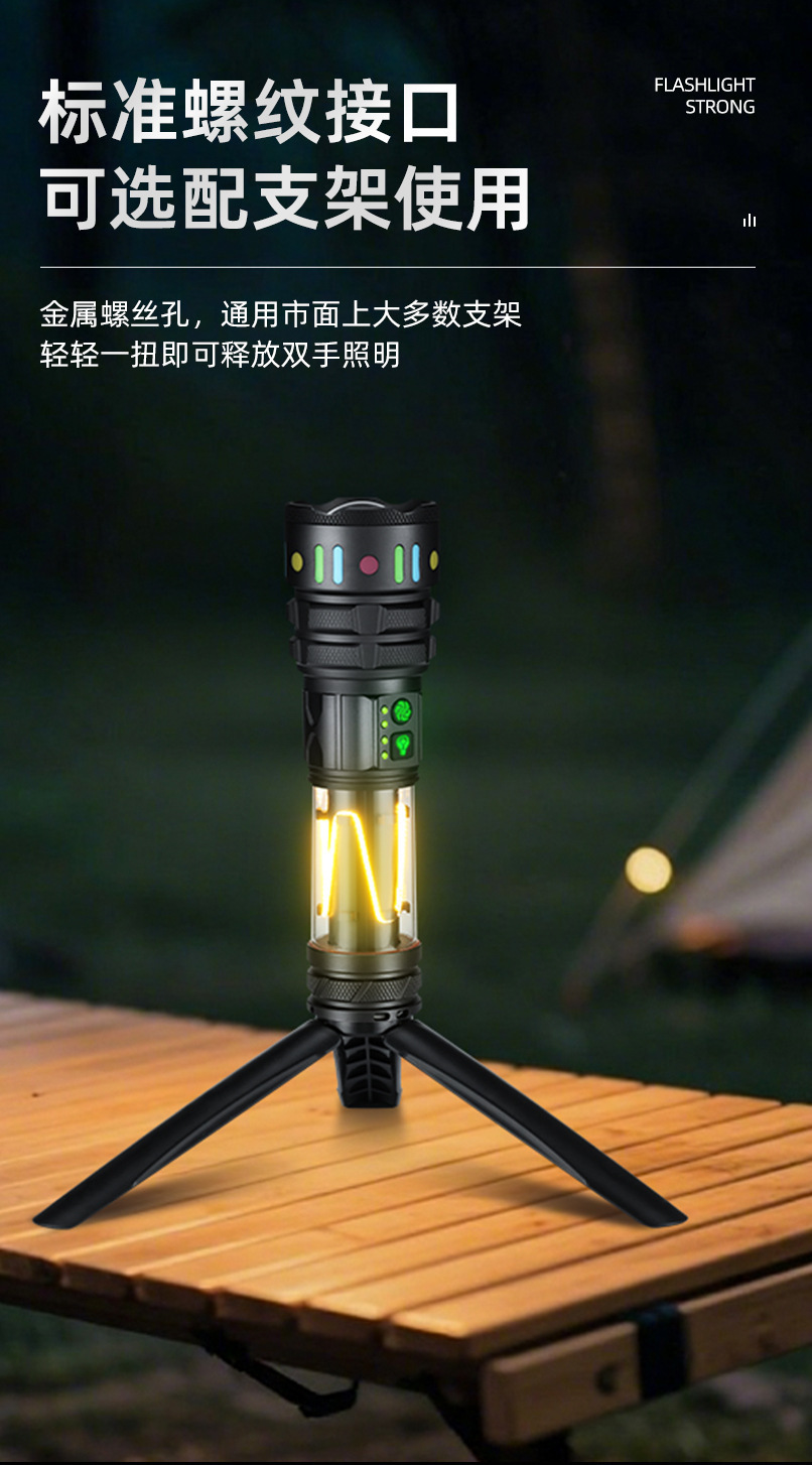 New cross-border outdoor long-range zoom white laser high-intensity flashlight, charging multi-functional camping lamp flashlight pic 8