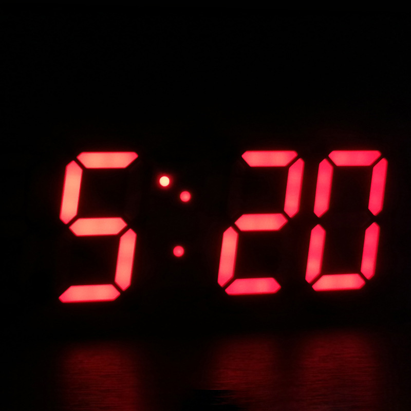 3D数字闹钟clock创意智能感光LED壁挂钟韩版学生电子闹钟