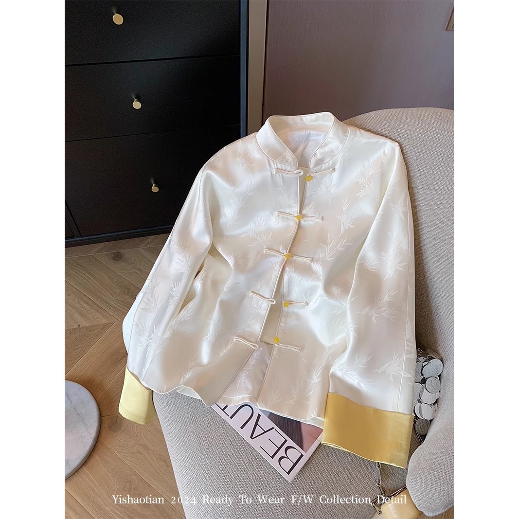 New Chinese-style style coat, casual retro top, Chinese-style coat, loose and simple women's A2936