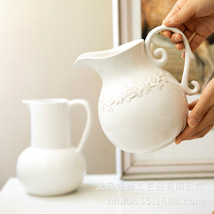 地中海字母奶水壶陶瓷花瓶文艺白色餐桌客厅插花干花瓶装饰摆件