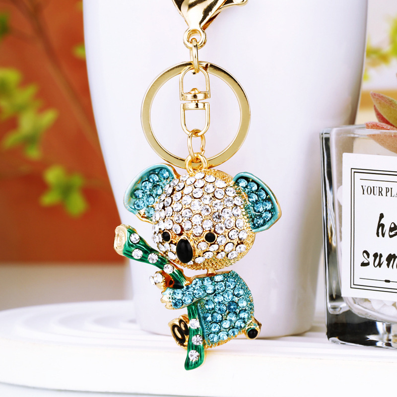 Diamond Set Koala Key Chain Cute Creative Women's Bag Pendant Key Ring Metal Key Chain Business Small Gift details Picture