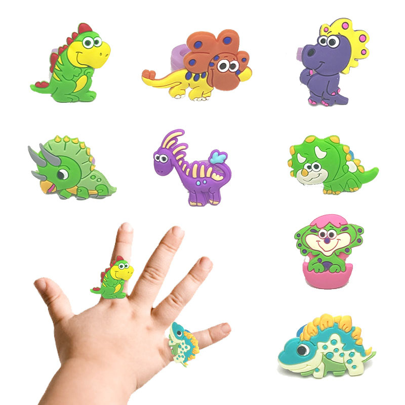 2024跨境可爱儿童卡通戒指 新款恐龙指环 派对玩具义乌现货批发
