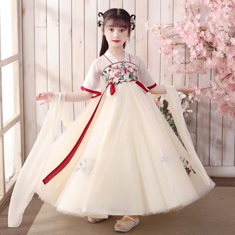 国潮儿童2023新款中国风夏款汉服裙子女童古风唐装高端女孩夏装连衣裙