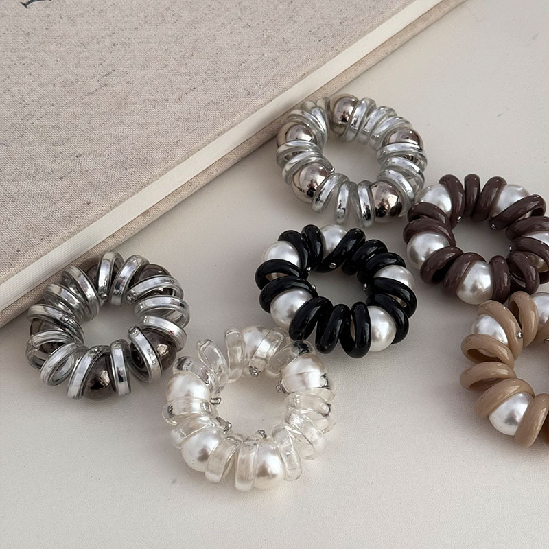 Korean version pearl telephone line hair tie, high-end style, hair tie, hair band, versatile hair band, ponytail hair tie, new hair accessory details Picture