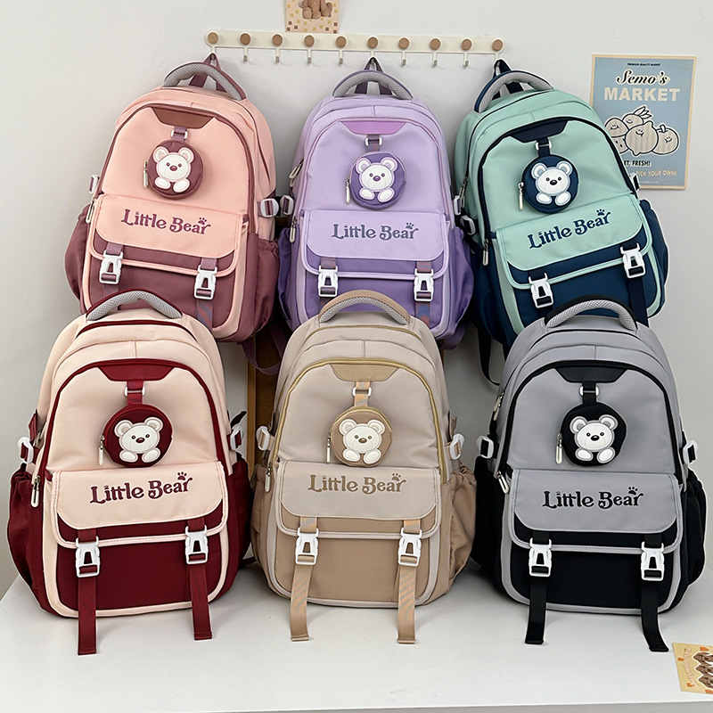 Backpack, school-style girl's schoolbag, Korean retro junior and senior high school student schoolbag, large-capacity travel backpack Specification image
