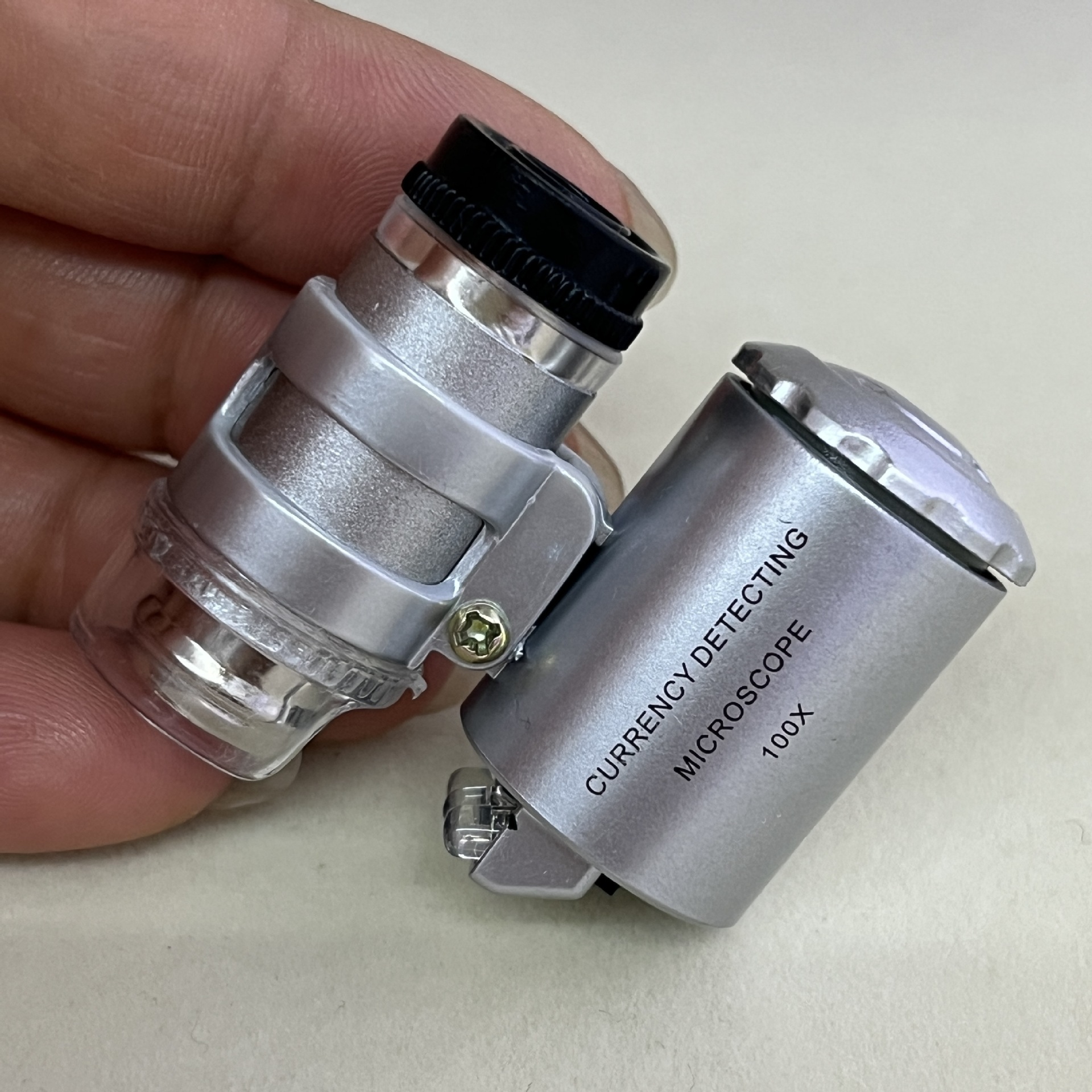 新款100倍带LDE灯验钞灯UV灯高倍高清古玩邮票鉴宝用显微镜