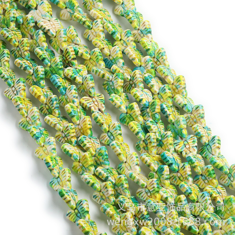 Diy Jewelry Accessories Synthetic Turquoise Butterfly Beaded Ink Effect Baking Paint Two-Tone Turquoise Beads Loose Batch Beads Beaded Loose Beads Specification drawing