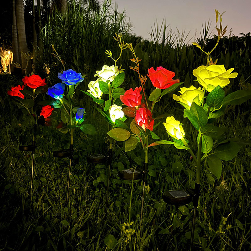 Cross-Border Led Simulation Rose Solar Lamp Garden Garden Outdoor Waterproof Lawn Decorative Landscape Lights Specification drawing