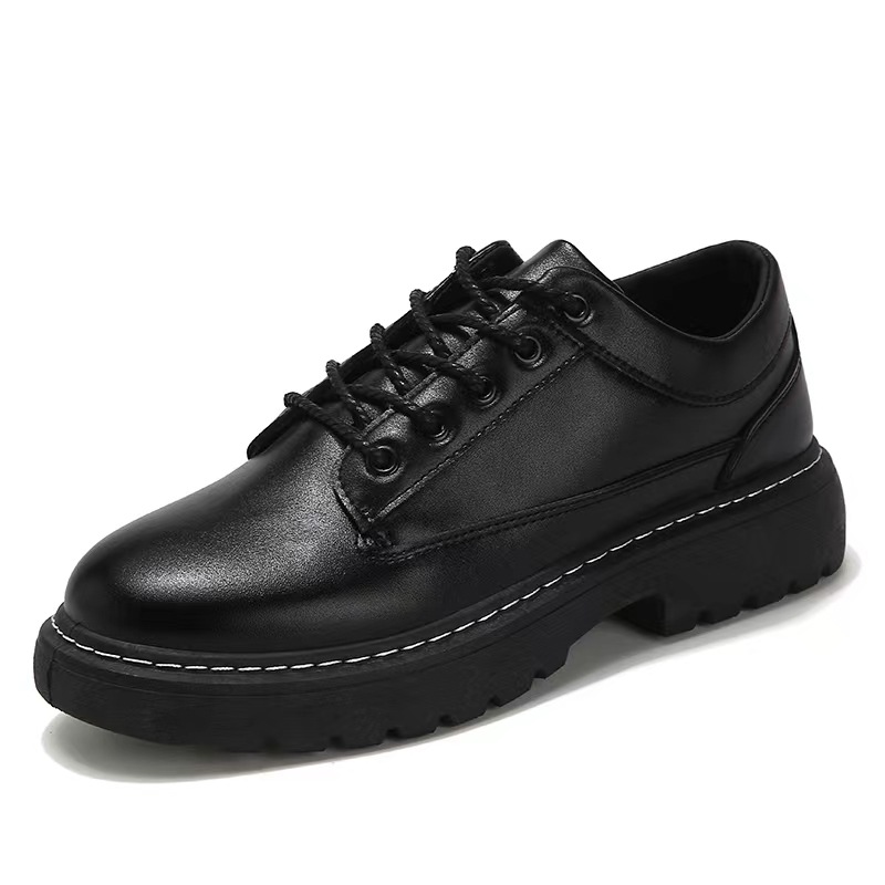 Leather Men Breathable British Style Business Dress Big Head Trend Low Top Martin Boots Platform Casual Leather Men's Shoes Item Picture