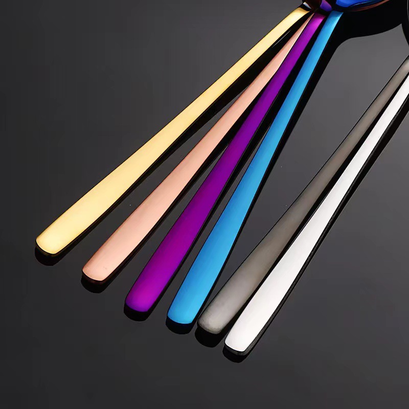 Cross-Border Amazon 304 Stainless Steel Korean Fork Spoon Long Handle Home Dessert Spoon Fork Mixing Spoon Eating Spoon Soup Spoon Specification drawing