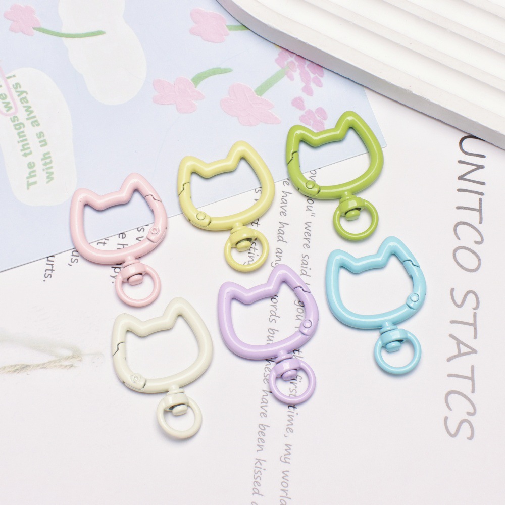 彩色锌合金猫头弹簧扣diy饰品配件手工材料百搭包包玩偶钥匙扣详情4