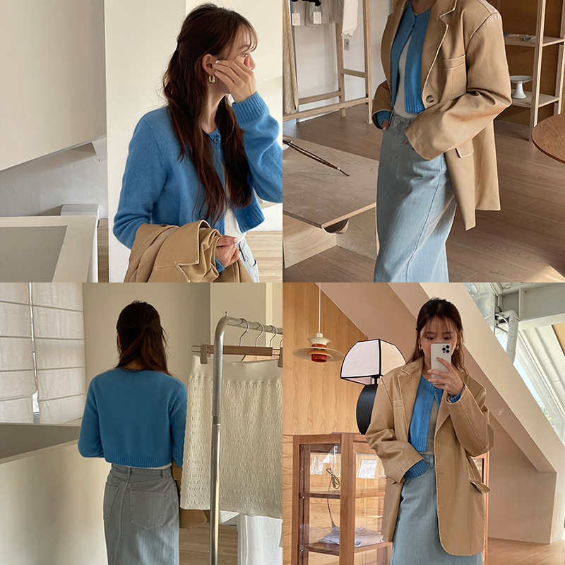 【 Mid-Year Clearance Sale 】 Skin-Friendly and Comfortable Short mohair wool knitted sweater Women's Round Neck Top 20210 details Picture