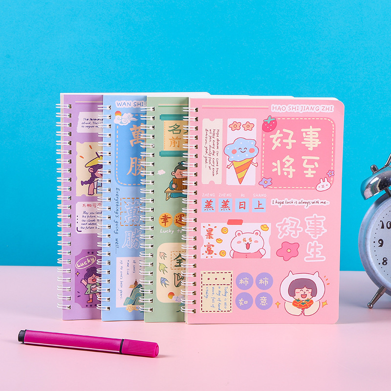 Inspirational Cartoon A5 Flip Notebook Creative Notepad Student Stationery Wholesale Coil Book Specification drawing