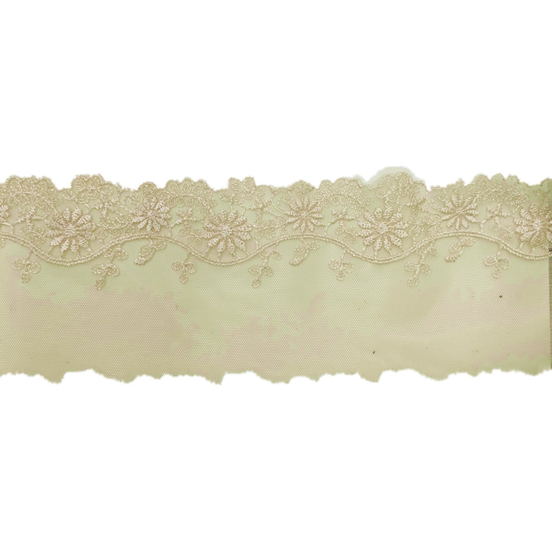 Factory Direct Love Pajamas Lace Embroidery Lace Polyester Mesh Embroidery Bar Code Beige Clothing Accessories Item Picture