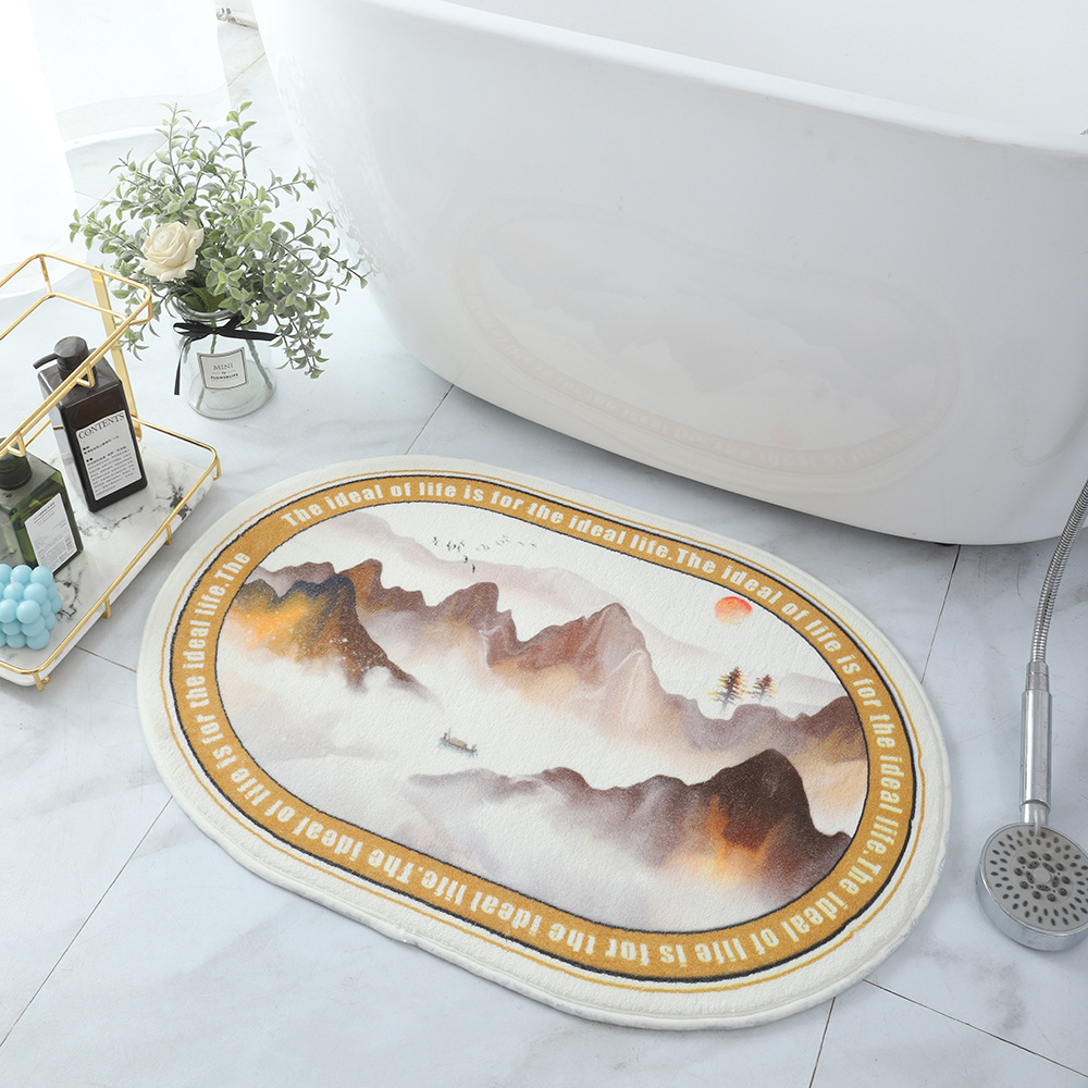 Carpet, Japanese-style landscape bathroom water-absorbing floor mat, washable and freely cut, staircase mat, bay window, bedroom bedside blanket Application Scenario