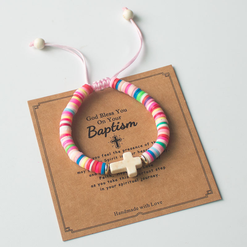 Europe And The United States New Foreign Trade Sales Children Girls Women Rainbow Clay Cross Bracelet Jewelry Bohemia Jewelry Manufacturers Direct Sales Application Scenario
