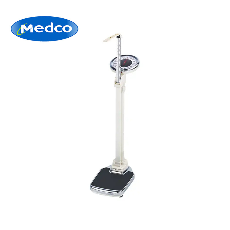 A mechanical pointer-type weight scale exclusively for foreign trade, with a maximum load capacity of 180KG. It is an all-in-one height measurement and weight scale