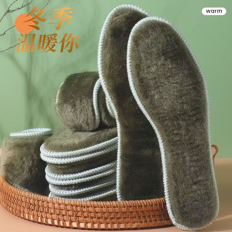 Anti-rabbit fur warm insoles, thickened breathable felt, washable super long plush for better warmth, men's and women's winter cold-proof insoles Specification image