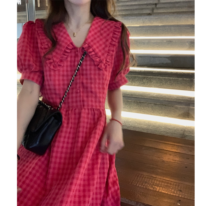 2022V Collar Puffy Sleeve Rose Dress Doll Skirt Length 2022 Spring/Summer Can Replace Hair Item Picture
