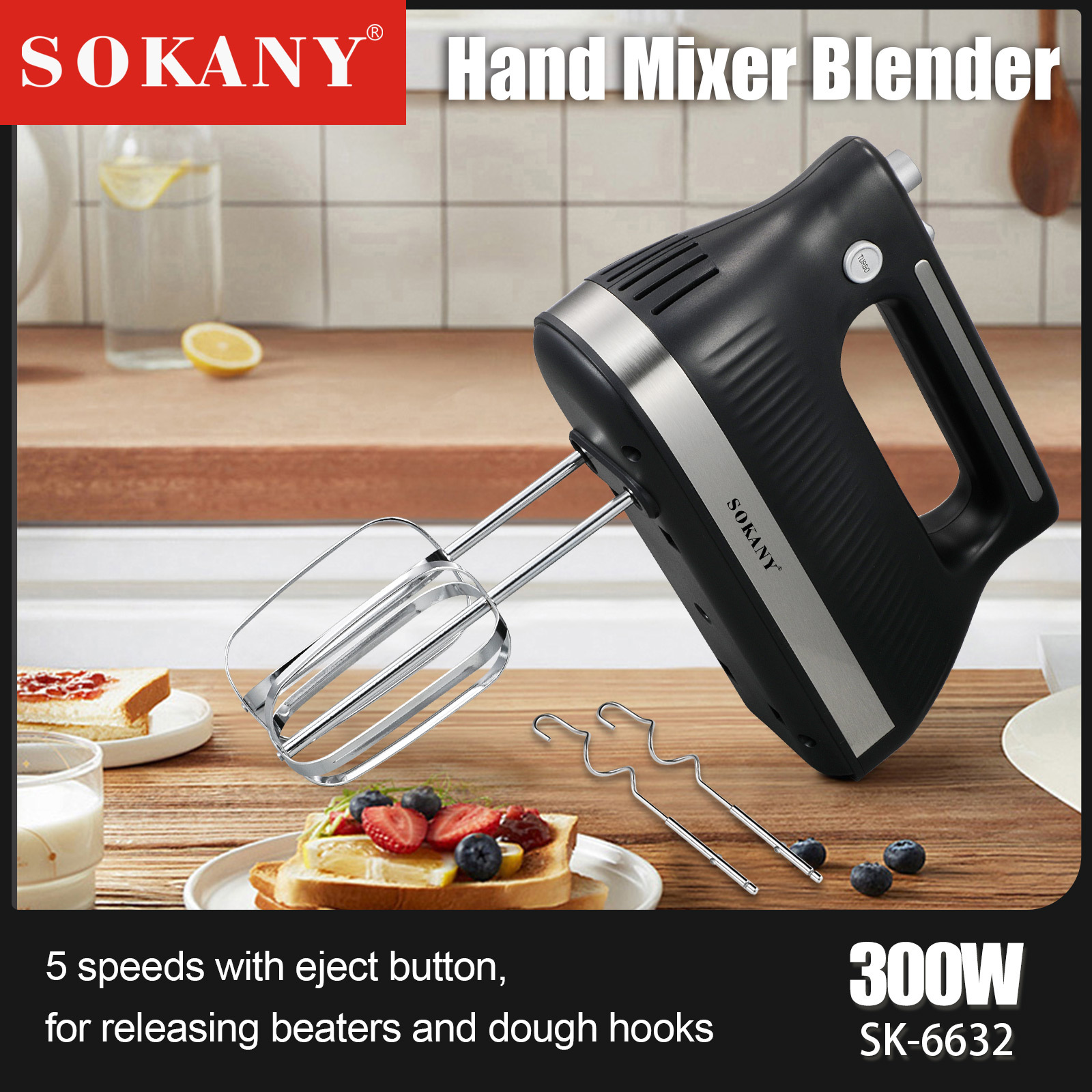 Cross-border Sokany6632 egg beater, household electric baking handheld egg beater, cream cake mixer