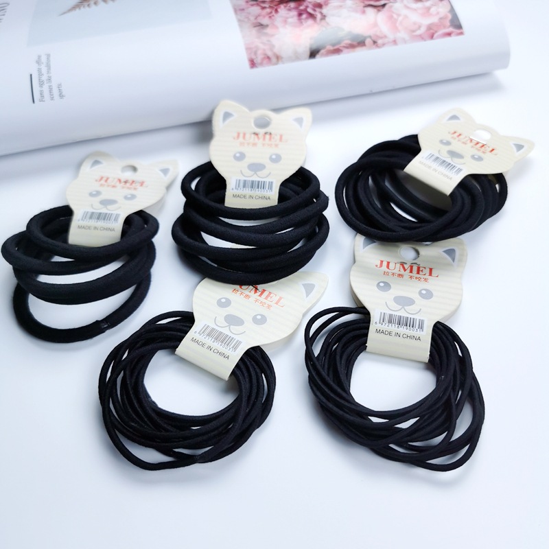 Wholesale of Korean black high-elasticity hair bands, hair bands, basic adult hair ties, ponytail hair ties and hair accessories